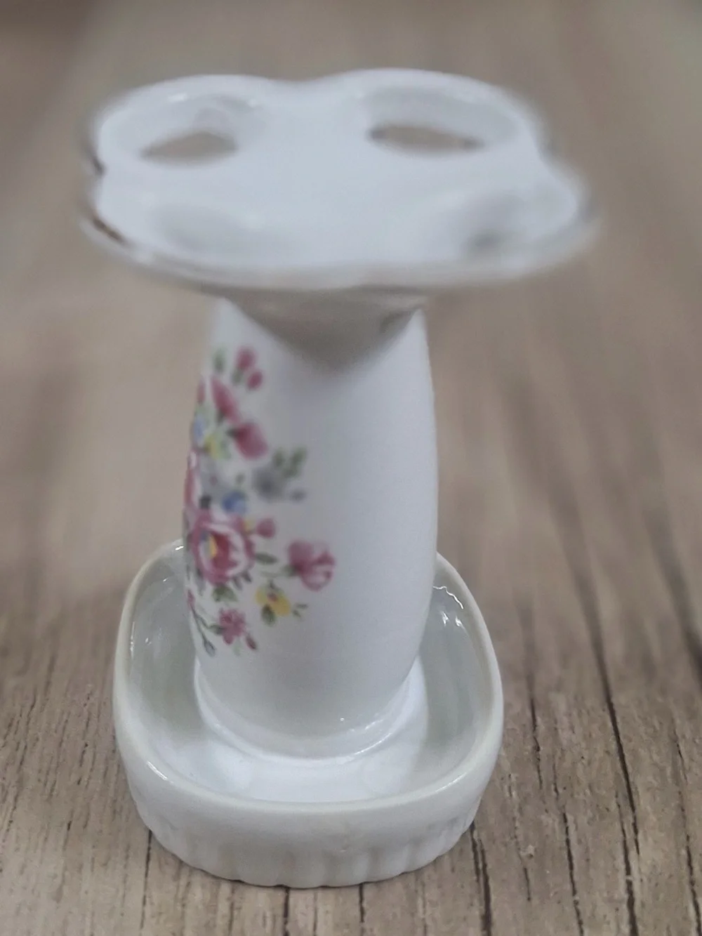 Vintage Floral Porcelain Toothbrush Holder Japan Vanity Organizer